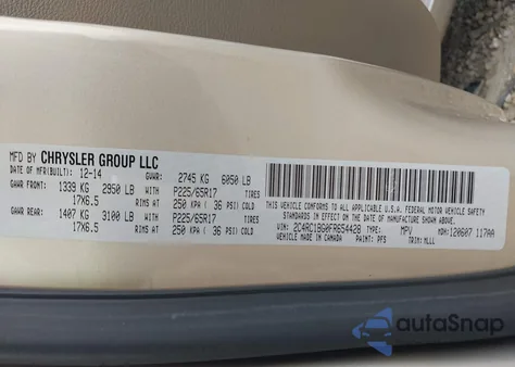 2015 Chrysler Town & Country Touring из США, поврежденный, VIN 2C4RC1BG0FR654428